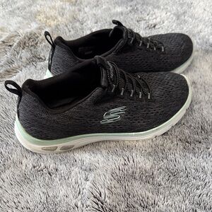 Skechers Women's‎ 6 Empire D'lux-Lively Wind Sneaker Gray No Tie Slip On Comfy